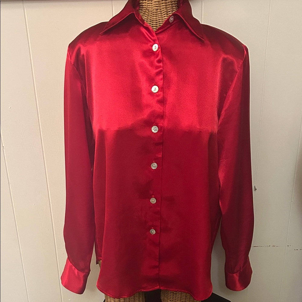 Vintage Yves St. Clair Vibrant Red Satin Blouse
